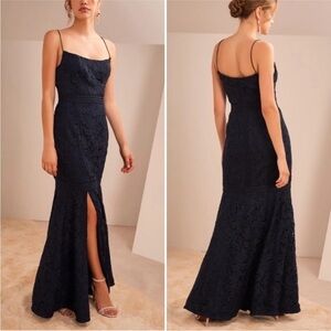 KEEPSAKE the Label Revolve Utopia Lace Gown In Midnight Navy Blue